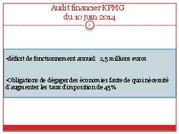 Audit financier KPMG 
du 10 juin 2014