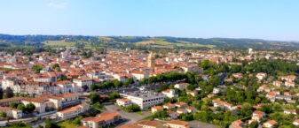 Vue par drone de la ville de Saint Gaudens