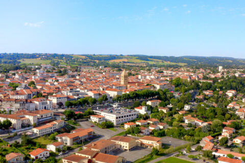 Vue par drone de la ville de Saint Gaudens