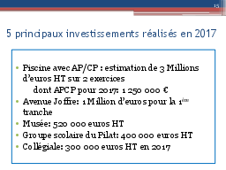 5 principaux investissements réalisés en 2017