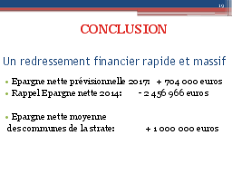 Un redressement financier rapide et massif